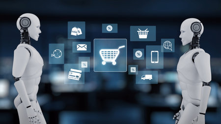 AI enables omni-channel marketing via virtual assistant support, artificial intelligence personalization, and AI-driven customer experiences. Kernelの写真素材