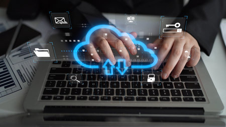 Cloud computing, cloud strategy, and cloud technology transforming digital infrastructure with...