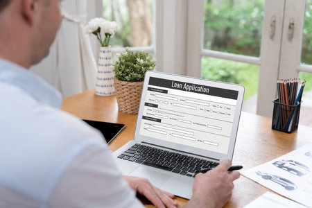 Online loan application form for brisk digital information collection on the internet networkの写真素材