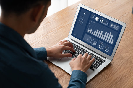 Business data dashboard provide modish business intelligence analytic for marketing strategy planningの写真素材