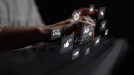 Online ads and digital marketing help brands grow. Content marketing builds engagement. Marketing tools boost ROI. Effective ads and marketing drive online business success. Muxerの写真素材