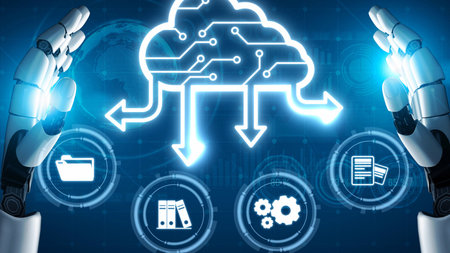 Cloud computing, cloud strategy, and cloud technology transforming digital infrastructure with...