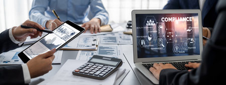 Business intelligence and data analysis concept. Analyst team working on financial data analysis...