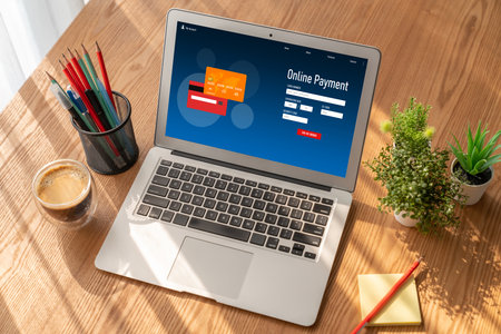 Online payment platform for modish money transfer on the internet netowrkの写真素材