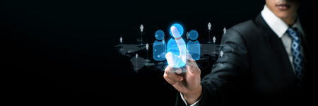 Business person engages in networking, building valuable connections. Effective people networking strategies to broaden professional network and opportunities FaaSの写真素材