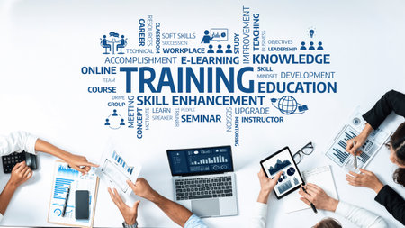 This image showcases a collaborative training and education environment, emphasizing skill...
