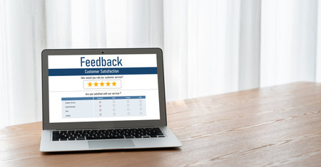 Customer feedback and review analysis by modish computer software for corporate businessの写真素材