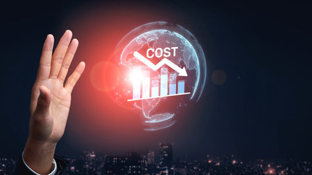 Cost reduction and cost saving through digital transformation, business cost optimization, operational cost reduction, financial savings, and resource efficiency strategies for business success. Muxerの写真素材