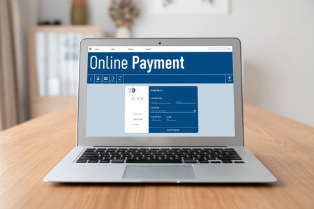 Online payment platform for modish money transfer on the internet netowrkの写真素材