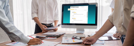 Customer experience and review analysis by brisk computer software for corporate businessの写真素材