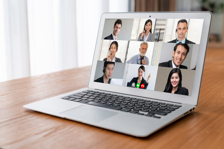 Business people on video conference for modish virtual group meeting of corprate business office...
