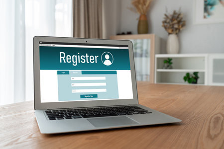 Online registration form for modish form filling on the internet websiteの写真素材