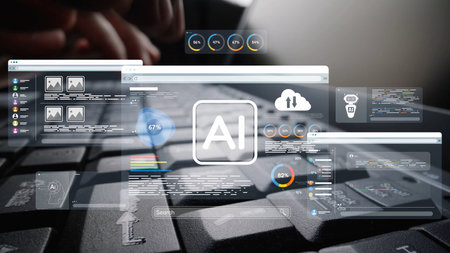 AI Assistant Brain Processor with LLM Technology, Big Data, Machine Learning, Generative AI for Business Support, Future Agentic AI Technology and Artificial Intelligence Prompt Engineering. Muxerの写真素材