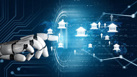 Online banking and digital banking innovation combining finance and technology, optimizing online...