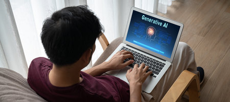 Generative AI virtual assistant tools for prompt engineer and user for ease of engage artificial intelligence AI technology help people to work with generative AI functions by prompting the AI snuglyの写真素材