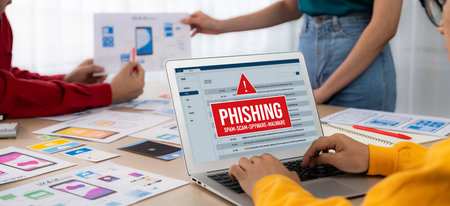 Cyber security software show alert of cyber attack for protection brisk. Danger from virus, phishing...
