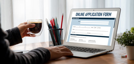 Online application form for modish registration on the internet websiteの写真素材