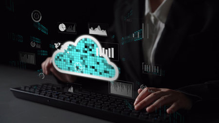 Cloud computing, cloud strategy, and cloud technology transforming digital infrastructure with...