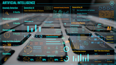 AI Assistant Brain Processor with LLM Technology, Big Data, Machine Learning, Generative AI for Business Support, Future Agentic AI Technology and Artificial Intelligence Prompt Engineering. Thunkの写真素材