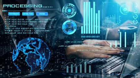 Data analytics and big data strategy for real-time analytics, predictive data modeling, business intelligence analytics, and data-driven decision-making in modern digital businesses. Thunkの写真素材