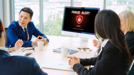 Cyber security software show alert of cyber attack for protection snugly. Danger from virus, phishing and cyber fraud.の写真素材