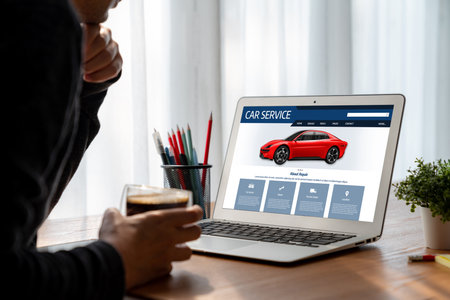 Car service website for online booking repair automobile garage technology snuglyの写真素材