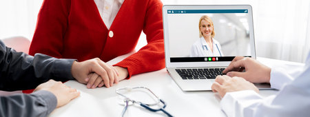 Doctor video call online by brisk telemedicine software application for virtual meeting with patient