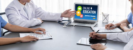 E-learning website with brisk sofware for student to study online on the internet networkの写真素材
