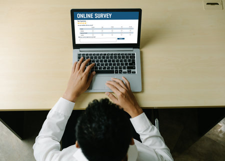 Online survey form for modish digital information collection on the internet networkの写真素材
