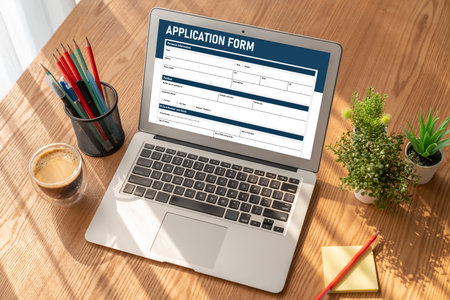 Online application form for modish registration on the internet websiteの写真素材