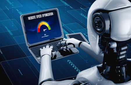 Computer software evaluating website loading speed. Concept of improving website loading speed...