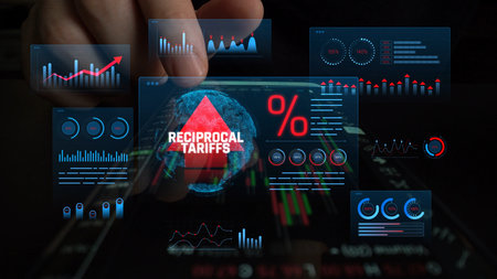 Analysis of Reciprocal Tariffs Impact on Global Trade with Data Visualization and Economic Indicators in Digital Environment. Consignment.の写真素材