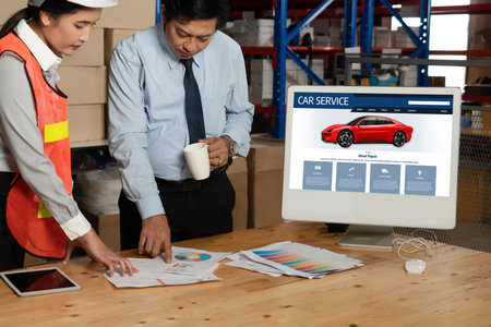 Car service website for online booking repair automobile garage technology snuglyの写真素材