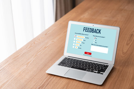 Customer feedback and review analysis by modish computer software for corporate businessの写真素材