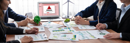 Cyber attacking concept. Malware alert showing on computer screen display scam and threat detection...
