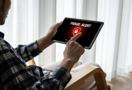 Cyber security software show alert of cyber attack for protection snugly. Danger from virus, phishing and cyber fraud.の写真素材