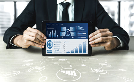 Business data dashboard provide business intelligence analytic for marketing strategy planning...