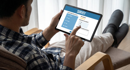 Online survey form for modish digital information collection on the internet networkの写真素材