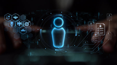 Digital recruitment and online hiring, virtual headhunting, smart recruitment platforms, talent acquisition solutions, and digital HR tools for modern workforce management. Muxerの写真素材