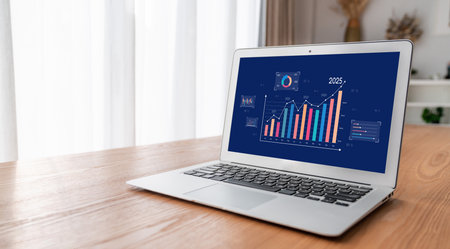 Business data dashboard provide business intelligence analytic for marketing strategy planning brisk with big data set to analyze customer demands and foreseeing business futureの写真素材