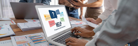 Help screen on the website provide answer to FAQ frequently asked question brisk with knowledge...