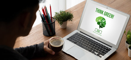 Green business transformation for modish corporate business to thank green marketing strategyの写真素材