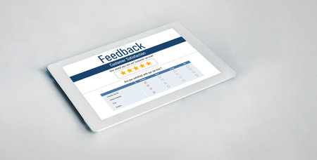Customer feedback and review analysis by modish computer software for corporate businessの写真素材