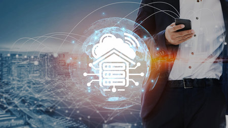 Cloud computing, cloud strategy, and cloud technology transforming digital infrastructure with...