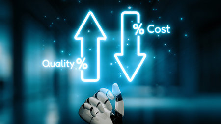 AI boosts quality and reduces costs with smart analytics and virtual tools that support Lean, Six Sigma, and TQM for better efficiency. Epochの写真素材