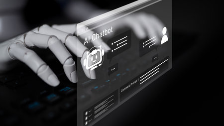 AI Virtual Assistant Artificial Intelligence Chatbot Controlled by Prompt Engineering for Explainable Generative AI information and LLM Deep Learning Technology for Smart Business Work Support.の写真素材