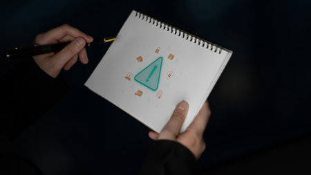 Cybersecurity threat alert protects data. Cyber security threat alert prevents access, alert warns breach, defends system, and cyber security threat alert identifies risk. Latchの写真素材