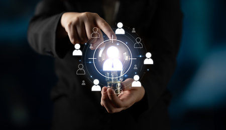 Customer targeting helps identify audience. improves strategy target, customer targeting supports segmentation, enhances campaign target, and customer targeting increases impact.の写真素材