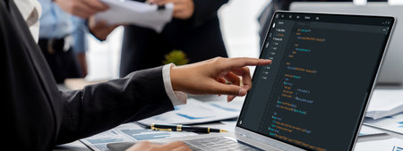 Business intelligence and data analysis concept. Analyst team working on financial data analysis...