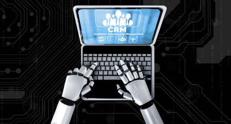Customer relationship management system on modish computer for CRM business and enterprise